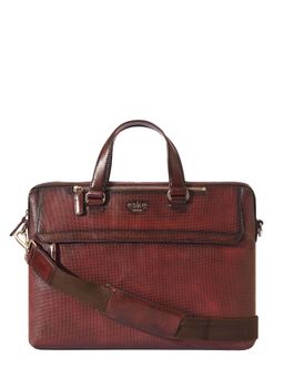 Eske - Rory Unisex Laptop Briefcase, Upto 15 Inch (Wine Hand-Stitched Perfo)