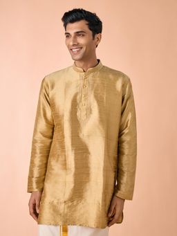 Manyavar - Beige Woven Silk Kurta