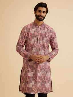 Manyavar - Coral Printed Viscose Blend Kurta