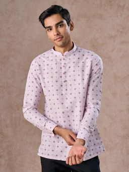 Manyavar - Purple Printed Cotton Blend Kurta