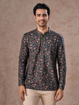 Manyavar - Green Printed Viscose Blend Kurta