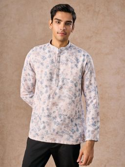 Manyavar - Cream Printed Cotton Blend Kurta