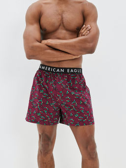 American Eagle - Men Burgundy X-mas Lights Stretch Boxer Short