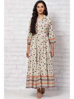 Rangriti - Off White Viscose Kalidar Dress
