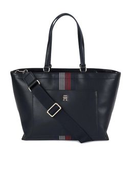 Tommy Hilfiger - Navy Blue Pu Solid Handbag with Detachable Strap