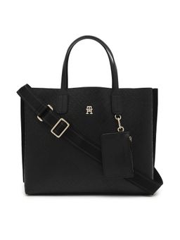 Tommy Hilfiger - Black Pu Printed Handbag with Detachable Strap and Coin Pouch