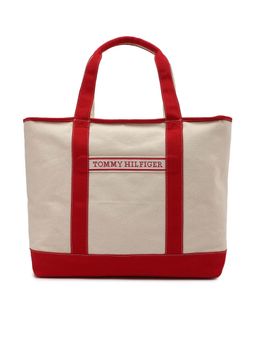Tommy Hilfiger - Red Cotton Colorblock Handbag