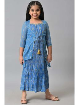 Aurelia - Blue Gilet With Tiered Dress (Set of 2)