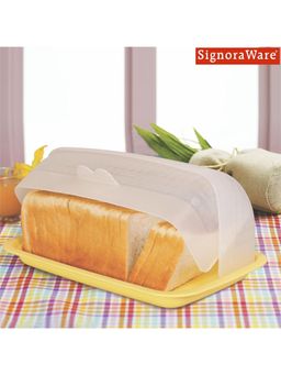 Signoraware - Bpa Free Plastic Big Bread Box With Moving Lid - Lemon Yellow