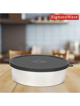 Signoraware - Stainless Steel Papad & Chapati Box With Lid-1.75 Ltr - Black