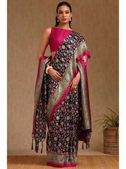 Soch - Womens Multicolour Pashmina Floral Print Saree with Unstitched Blouse