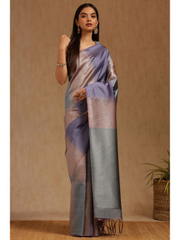 Soch - Womens Multicolour Tussar Woven Design Saree with Unstitched Blouse