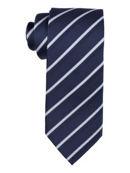 The Tie Hub - Houston Blue with Cream Stripes Microfiber Necktie
