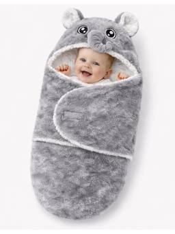 BRANDONN - Grey Baby Hooded Carry Nest Wrapper Swaddle (0-9 Months)