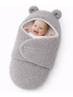 BRANDONN - Grey Baby Solid Hooded Carry Nest Wrapper Swaddle (0-9 Months)