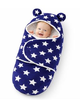 BRANDONN - Navy Blue Baby Hooded Carry Nest Wrapper Swaddle (0-9 Months)