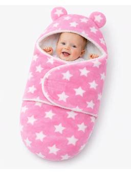 BRANDONN - Light Pink Baby Hooded Carry Nest Wrapper Swaddle (0-9 Months)