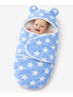 BRANDONN - Sky Blue Baby Hooded Carry Nest Wrapper Swaddle (0-9 Months)