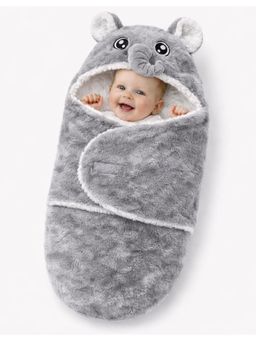 BRANDONN - Grey Baby Hooded Wrapper Swaddle (0-9 Months)