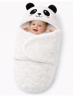 BRANDONN - White Baby Hooded Wrapper Swaddle (0-9 Months)