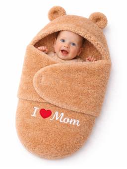 BRANDONN - Brown Embroidered Baby Wrapper Swaddle (0-9 Months)