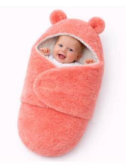 BRANDONN - Coral Baby Hooded Wrapper Swaddle (0-9 Months)
