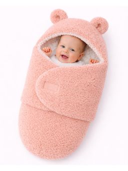 BRANDONN - Peach Baby Hooded Wrapper Swaddle (0-9 Months)