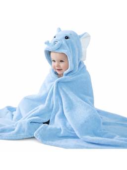 BRANDONN - Blue Baby Hooded Wrapper Blanket (0-12 Months)
