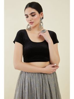Soch - Black Velvet Princess Cut Blouse