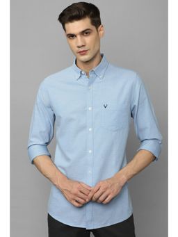 Allen Solly - Men Blue Slim Fit Solid Full Sleeves Casual Shirts