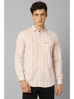 Allen Solly - Men Peach Slim Fit Check Full Sleeves Casual Shirts
