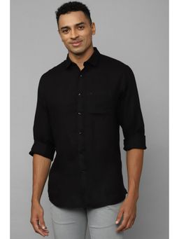 Allen Solly - Men Black Slim Fit Solid Full Sleeves Casual Shirts
