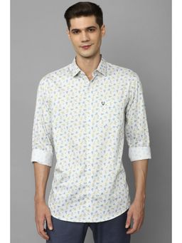 Allen Solly - Men White Slim Fit Print Full Sleeves Casual Shirts