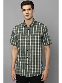 Allen Solly - Men Olive Slim Fit Check Half Sleeves Casual Shirts