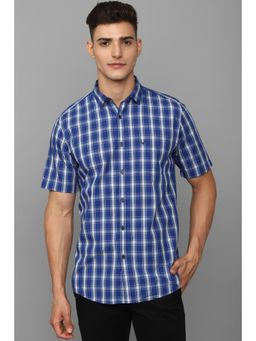 Allen Solly - Men Blue Slim Fit Check Half Sleeves Casual Shirts