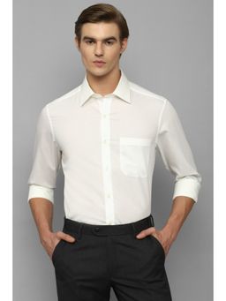 Louis Philippe - Men White Classic Fit Solid Full Sleeves Formal Shirt