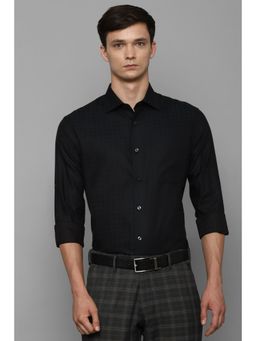Louis Philippe - Men Black Classic Fit Textured Full Sleeves Formal Shirt