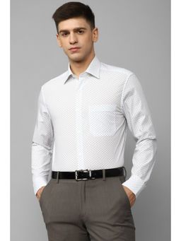 Louis Philippe - Men White Classic Fit Print Full Sleeves Formal Shirt