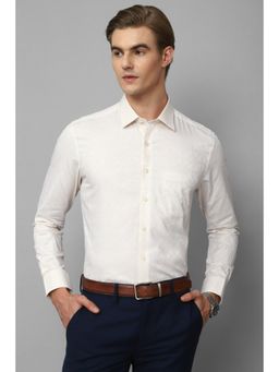 Louis Philippe - Men Cream Slim Fit Print Full Sleeves Formal Shirt