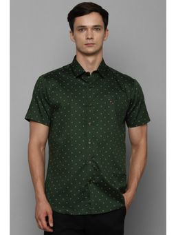Louis Philippe - Men Green Slim Fit Print Half Sleeves Casual Shirt