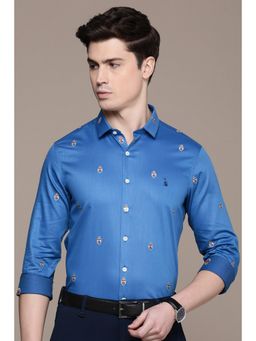 Simon Carter - Men Blue Printed Formal Shirt