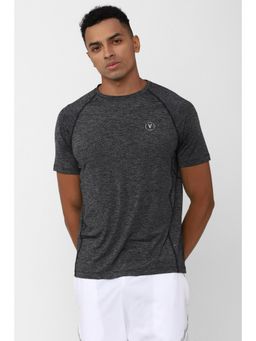 Van Heusen - Men Grey Textured Crew Neck T-Shirt