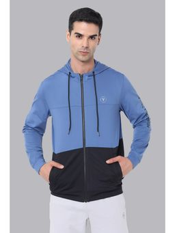 Van Heusen - Men Blue Colorblock Hooded Neck Sweatshirt