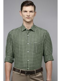 Van Heusen - Men Olive Regular Fit Check Full Sleeves Formal Shirt