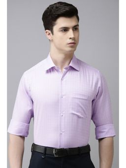 Van Heusen - Men Purple Regular Fit Check Full Sleeves Formal Shirt