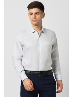 Van Heusen - Men White Regular Fit Textured Full Sleeves Formal Shirt