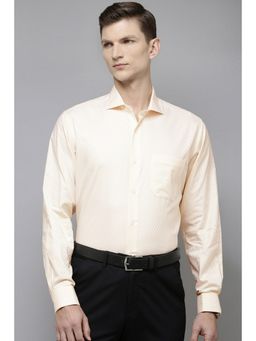 Van Heusen - Men Cream Regular Fit Print Full Sleeves Formal Shirt