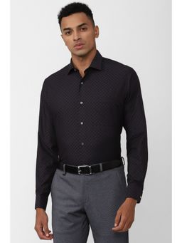 Van Heusen - Men Black Regular Fit Printed Full Sleeves Formal Shirt