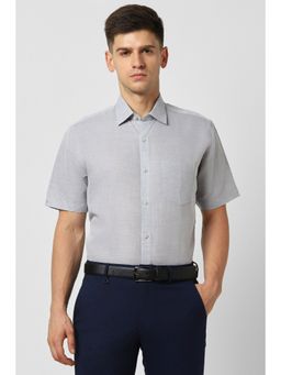 Van Heusen - Men Grey Regular Fit Textured Half Sleeves Formal Shirt