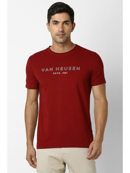 Van Heusen - Men Red Print Crew Neck T-Shirt